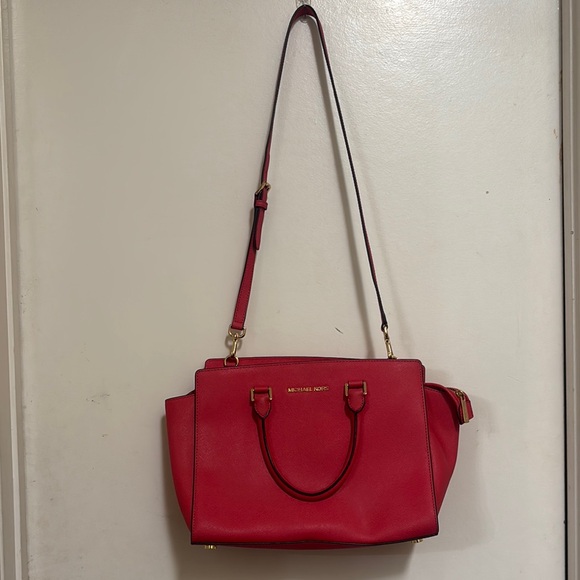 Michael Kors Handbags - Michael Kors Red Leather Shoulder Bag with Modern Design